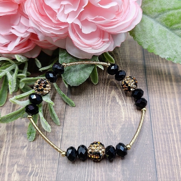 Jewelry - Leopard Print Rhinestone Bracelet